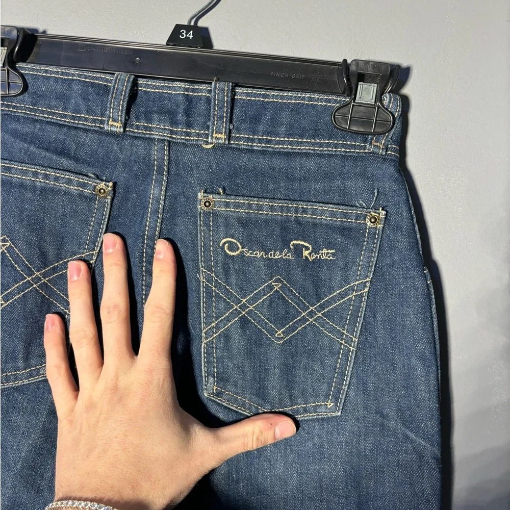 Vintage 1970s Embroidered Oscar De La Renta Jeans Size 24 - Picture 3 of 6